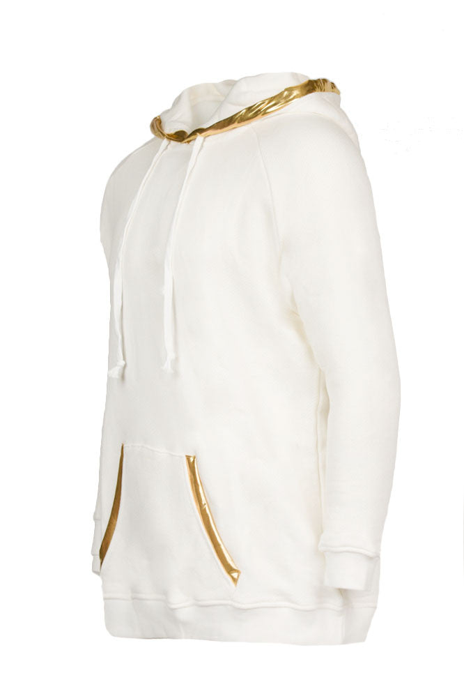 Alibi Paris Cream Gold Trim Hoodie in cream – view 8 of 8