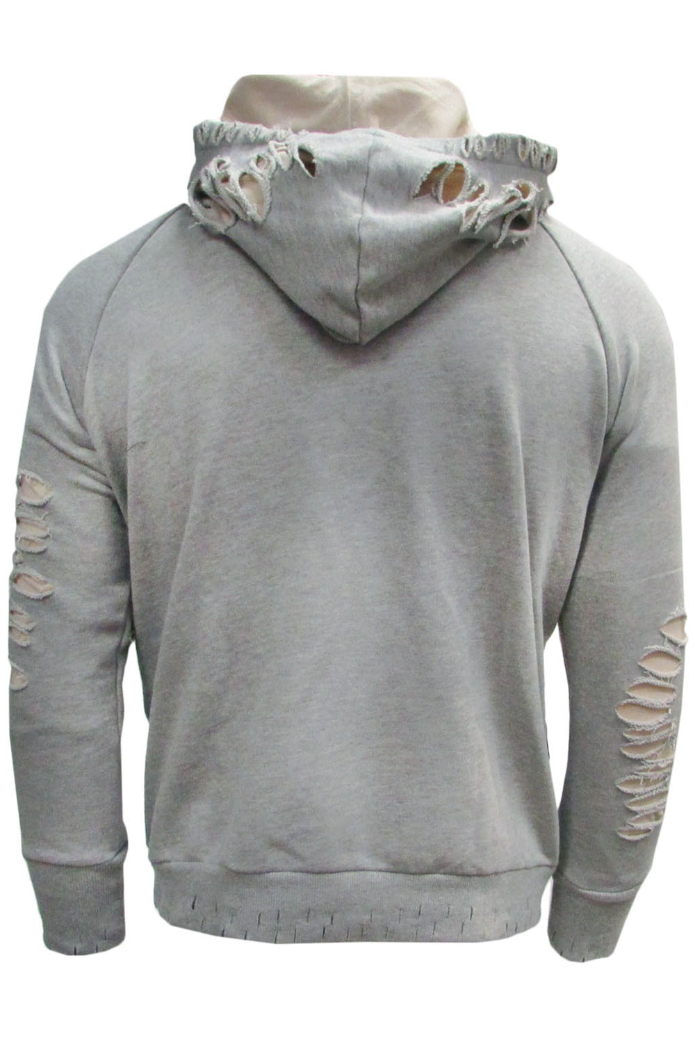 Men's Distressed Hoodie - Grey