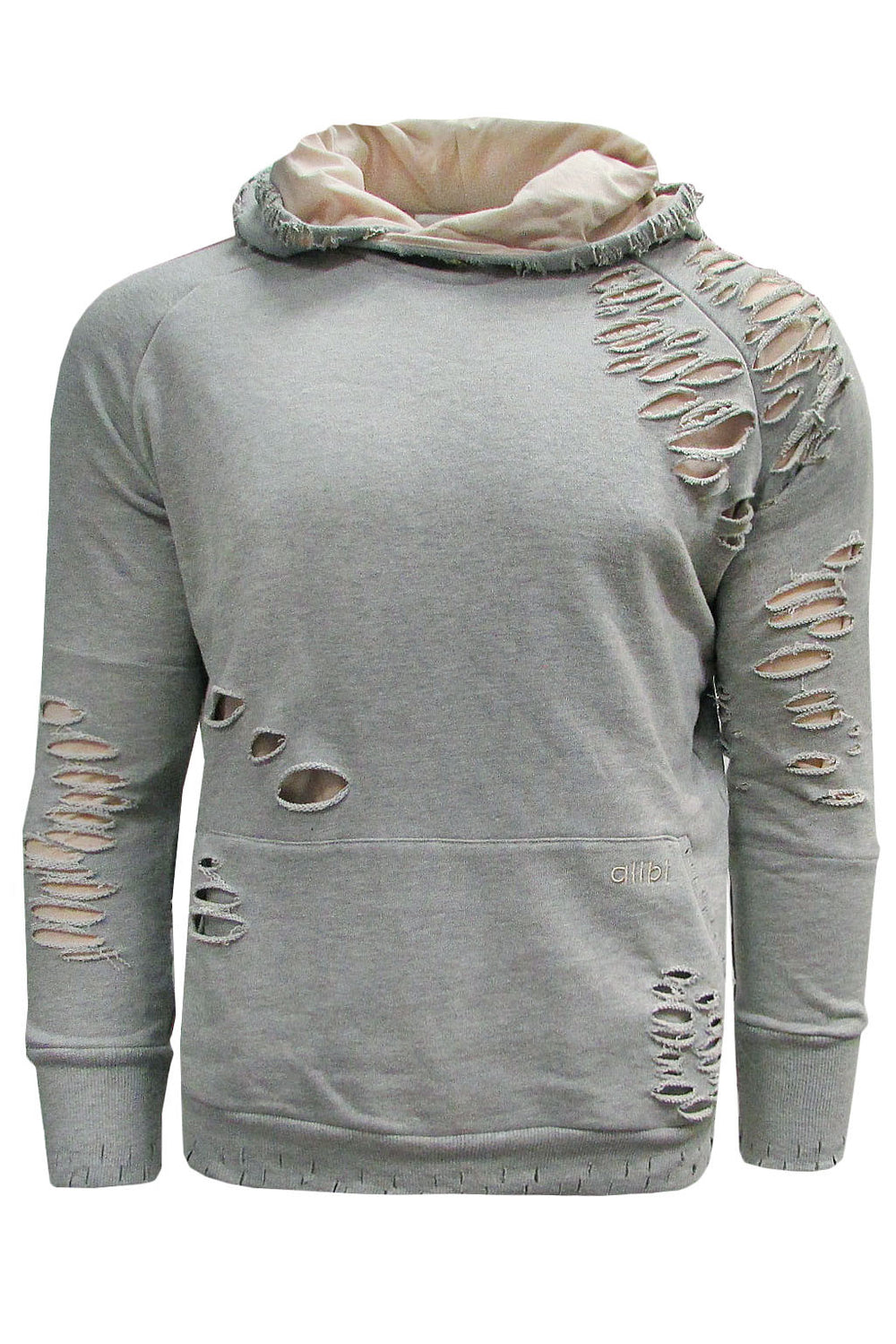 Men's Distressed Hoodie - Grey