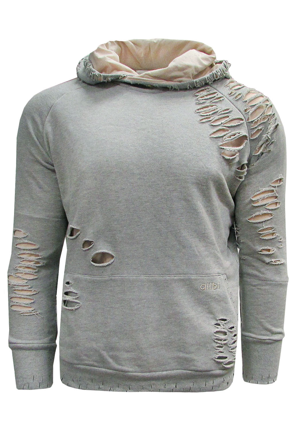 Men's Distressed Hoodie - Grey