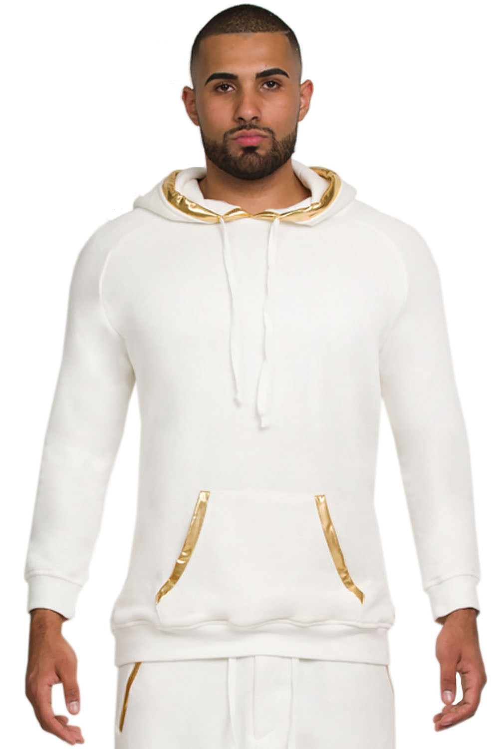 Alibi Paris Cream Gold Trim Hoodie in cream – view 3 of 8
