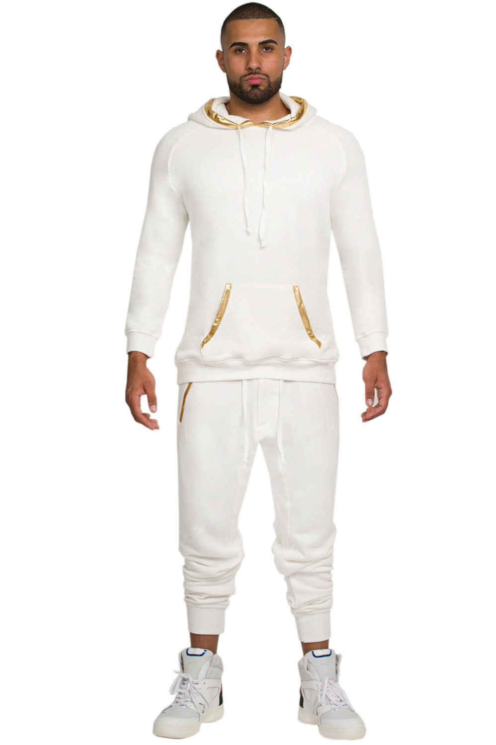 Alibi Paris Cream Gold Trim Hoodie in cream – view 5 of 8