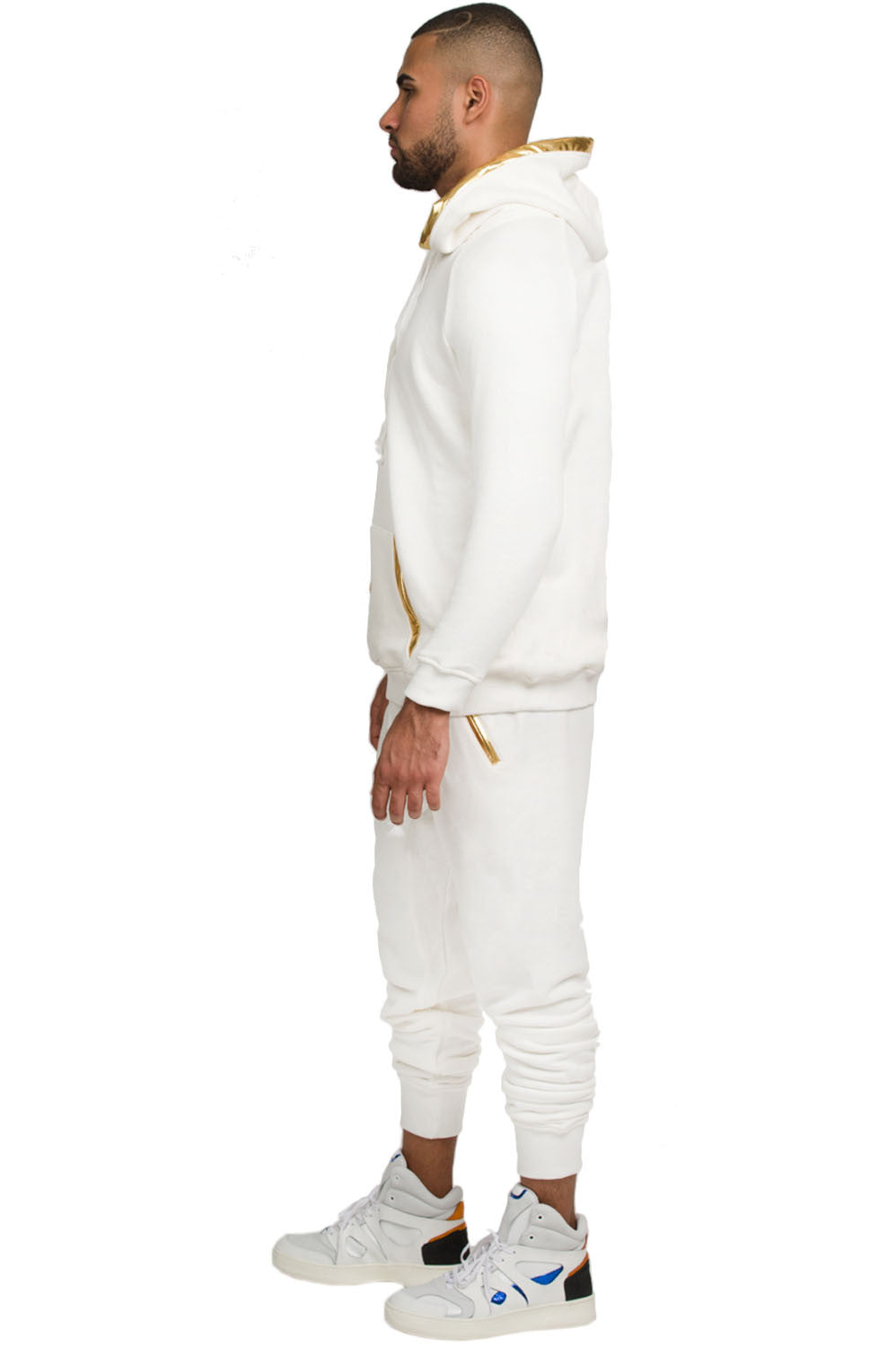Alibi Paris Cream Gold Trim Hoodie in cream – view 6 of 8