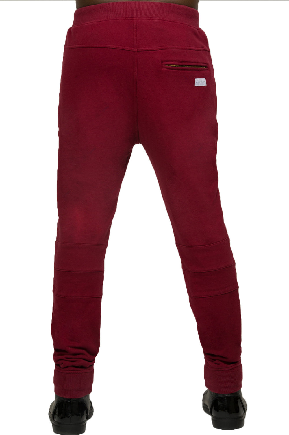 Men's Bleached Biker Jogger-Burgundy