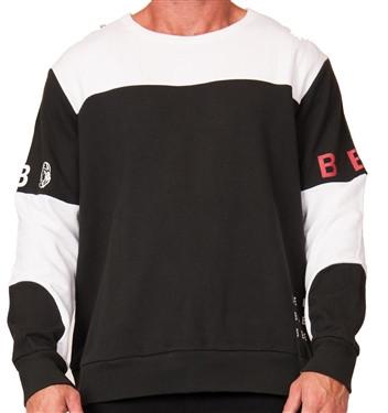 Men's Wealth Long Sleeve Pull-Over Crewneck-Black and White