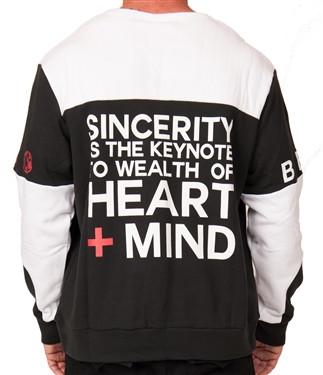 Men's Wealth Long Sleeve Pull-Over Crewneck-Black and White