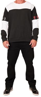 Men's Wealth Long Sleeve Pull-Over Crewneck-Black and White