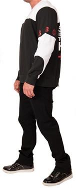 Men's Wealth Long Sleeve Pull-Over Crewneck-Black and White