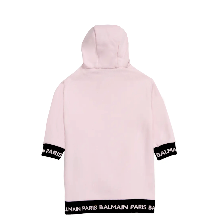 Baby Sweat Dress with Logo Banding-Pink / Black