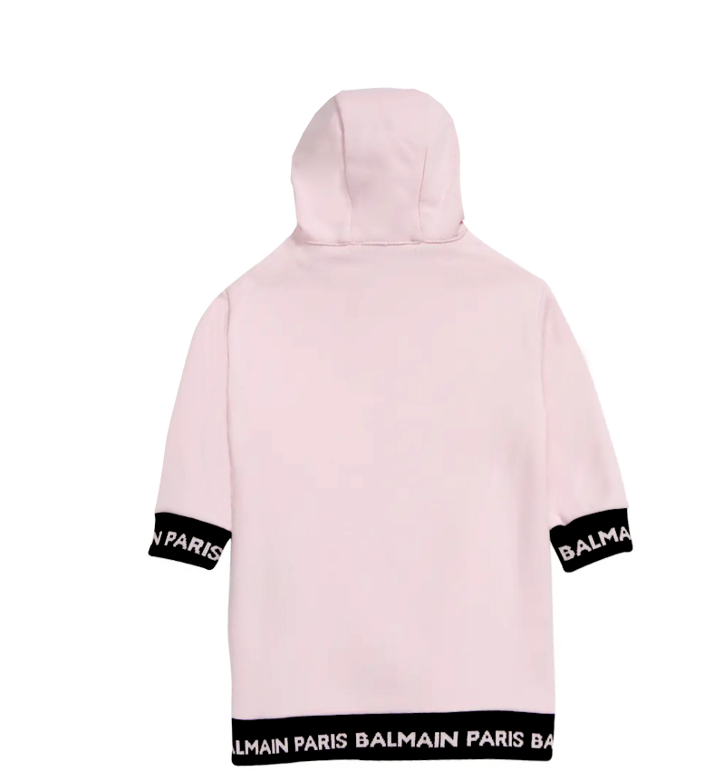 BABY SWEAT DRESS WITH LOGO BANDING-PINK / BLACK
