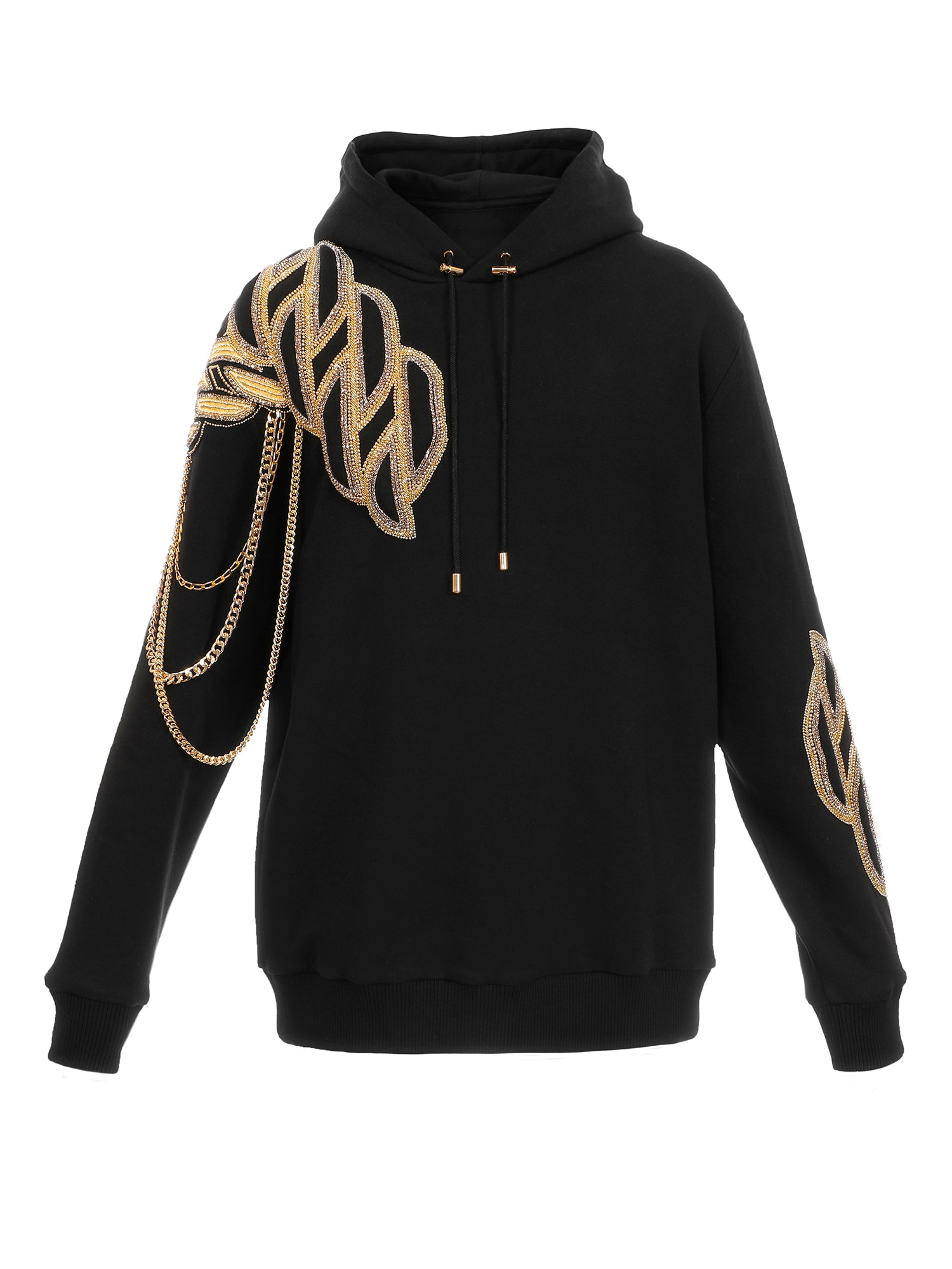 CHAIN EMBROIDERY SWEATSHIRT - BLACK