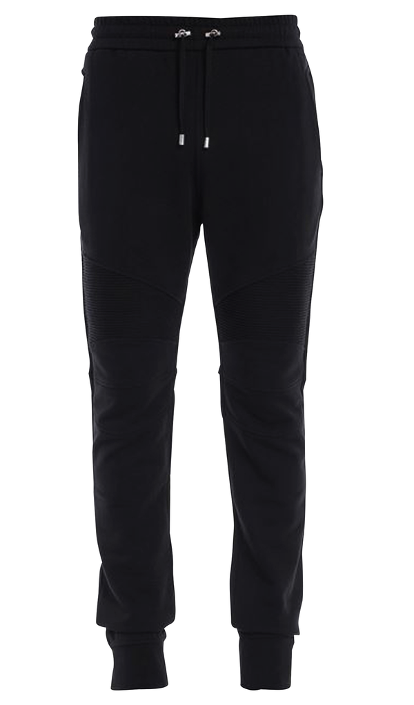 RIBBED BALMAIN PRINTED SWEATPANTS - NOIR/BLANC - PureAtlanta.com