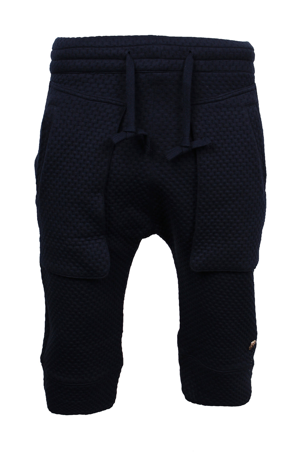Kash Navy Textured Elongated Shorts in navy – view 1 of 5