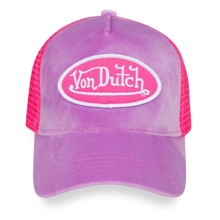 Von Dutch Bubblegum Crush velvet trucker hat in purple – view 1 of 1