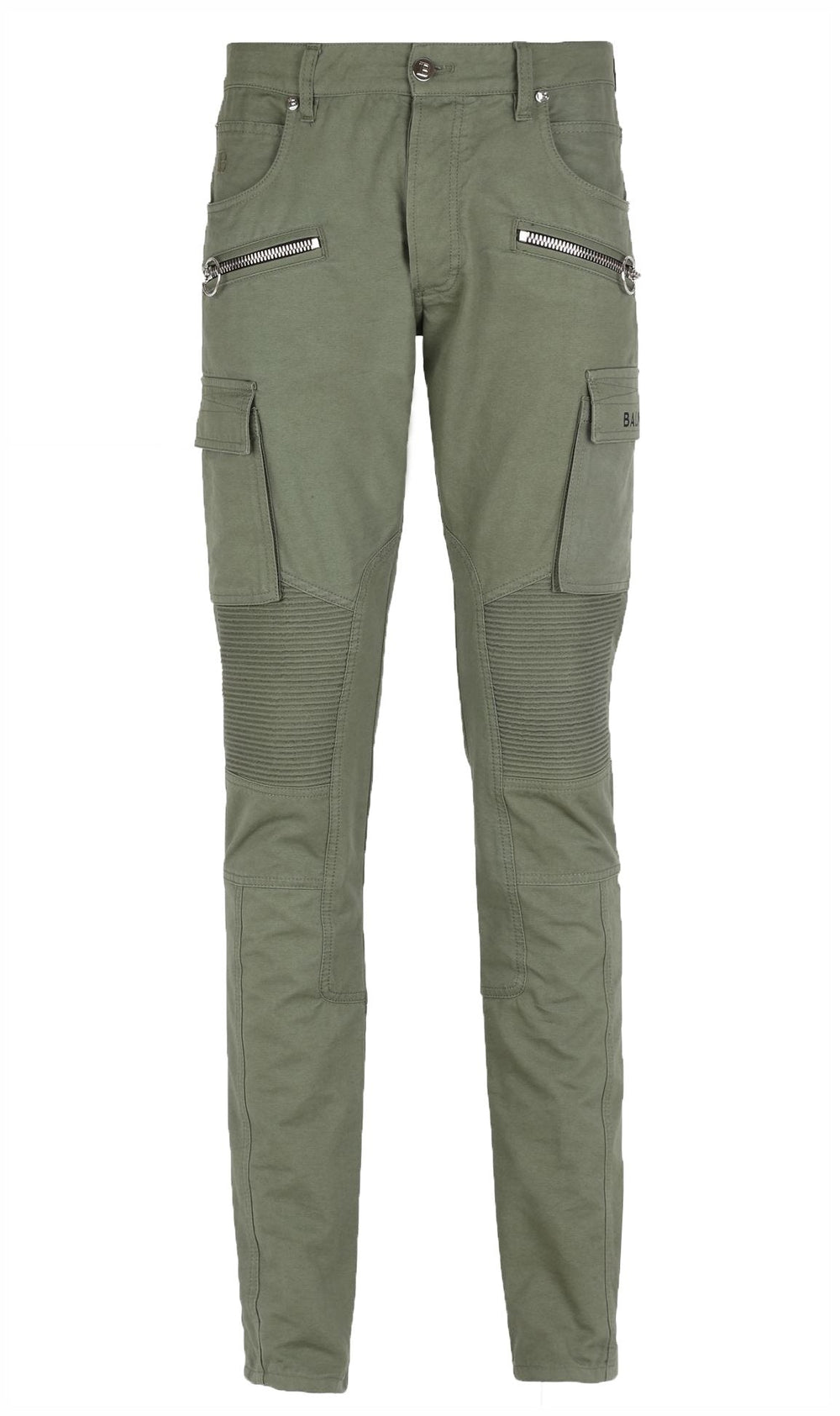 Balmain Ribbed Slim Cargo Denim Pants - Green – view 1 of 2