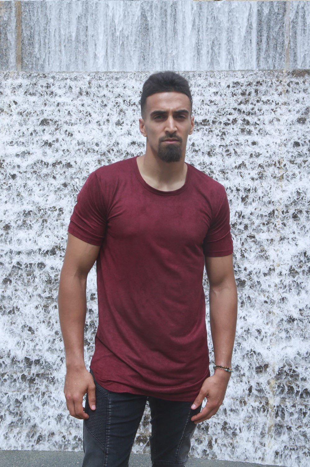 Elongated Stretch Suede Cranberry Tunic
