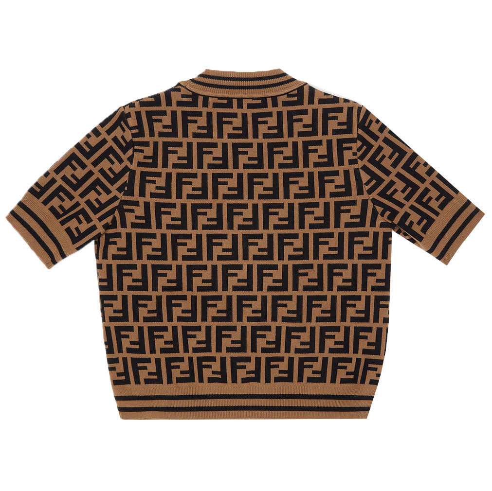 ALLOVER FF CROPPED TOP - BROWN/PINK