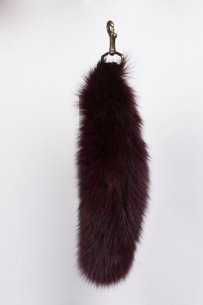 Women's Fur Tail Key Chain-Deep Burgundy