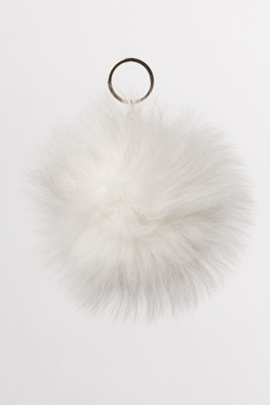 Women's Shadow Fur Ball Key Chain-White