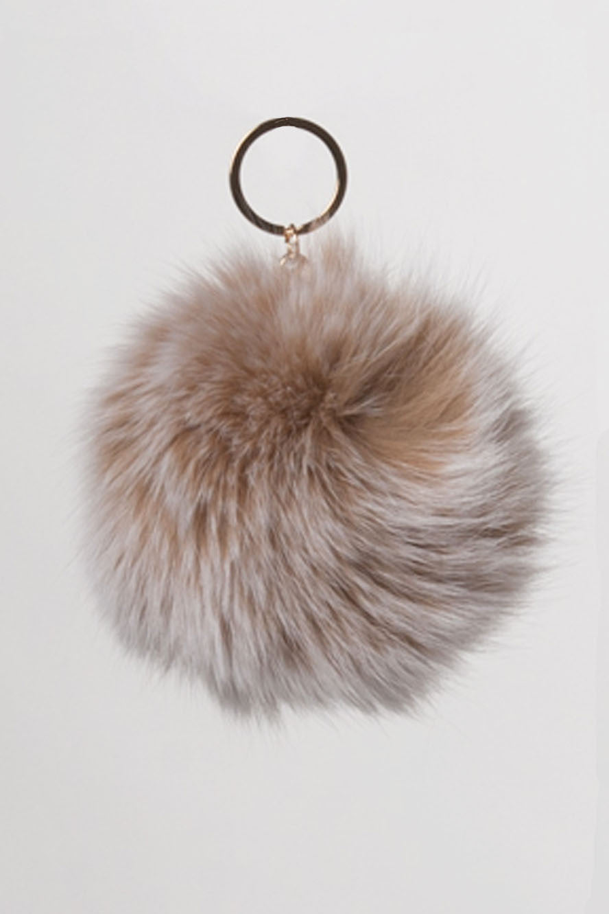 Women's Fur Ball Key Chain-Multicolor Blush