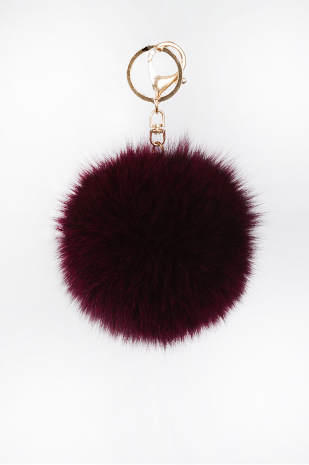 Women's Pom Pom Key Chain-Cranberry