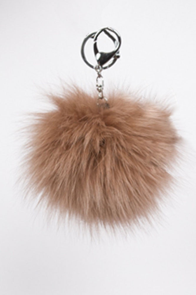 Women's Pom Pom Key Chain-Mocha
