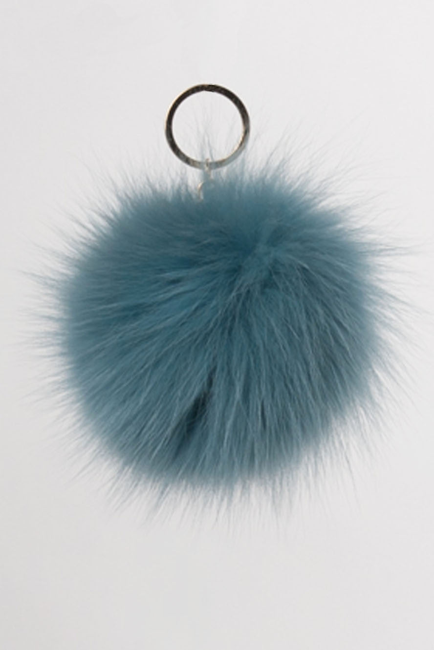 Women's Fur Ball Key Chain-Teal