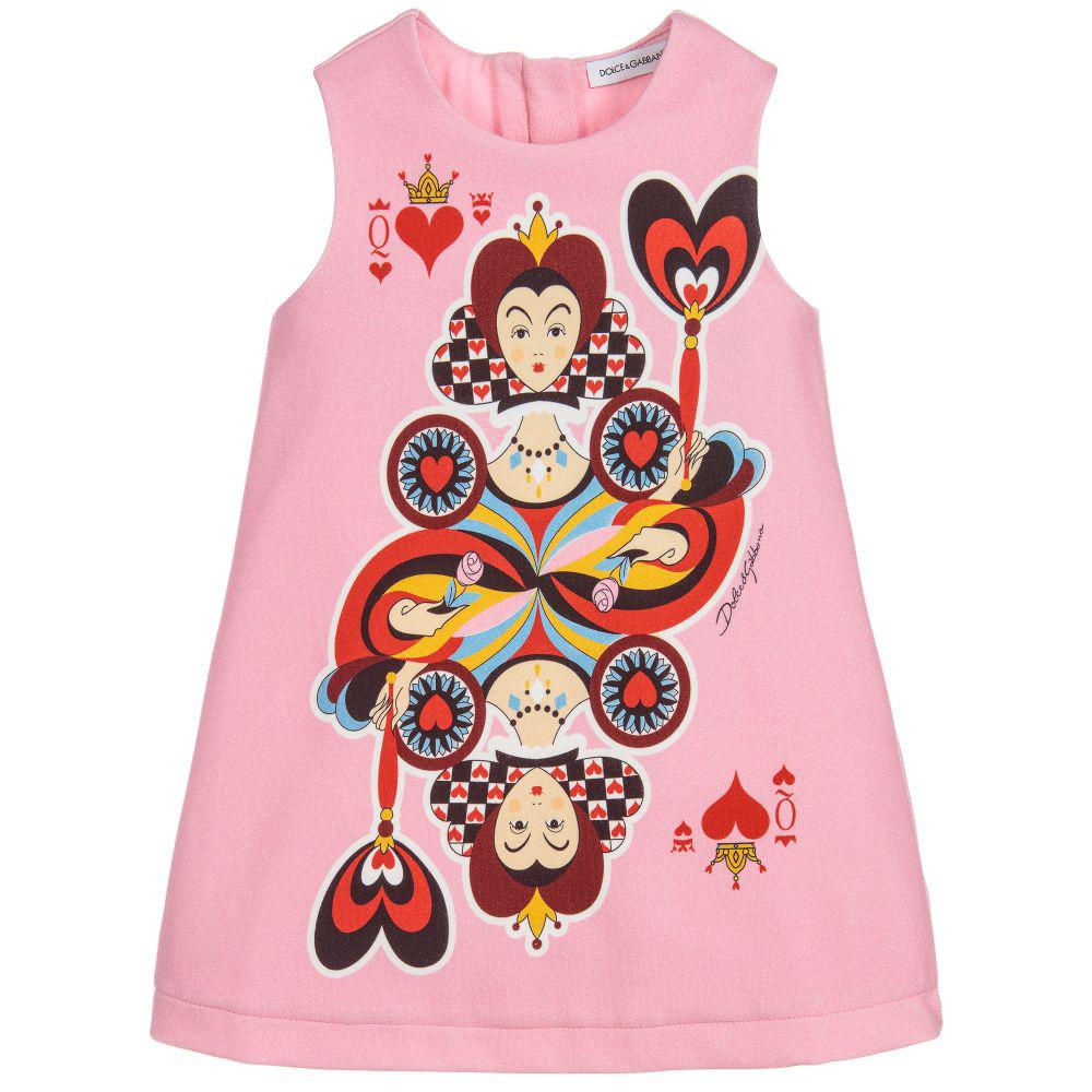 Kids-Girls Queen of Hearts Sleeveless Dress-Pink