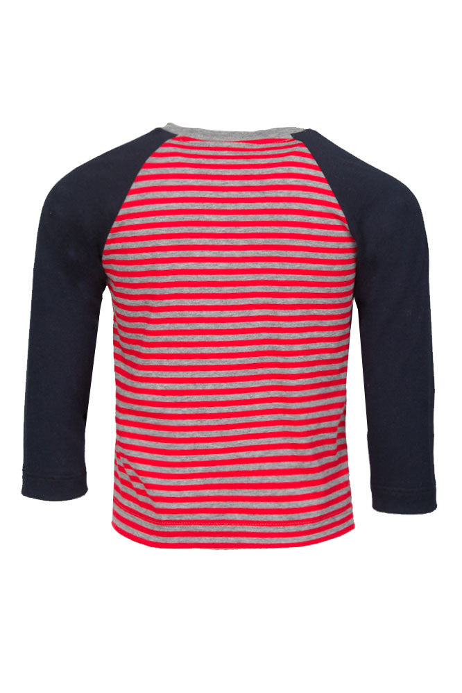 Boys Raglan Long Sleeve Striped Red Tee