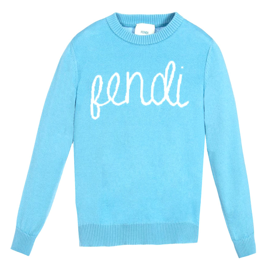 Boys Long Sleeve Logo Sweater-Light Blue