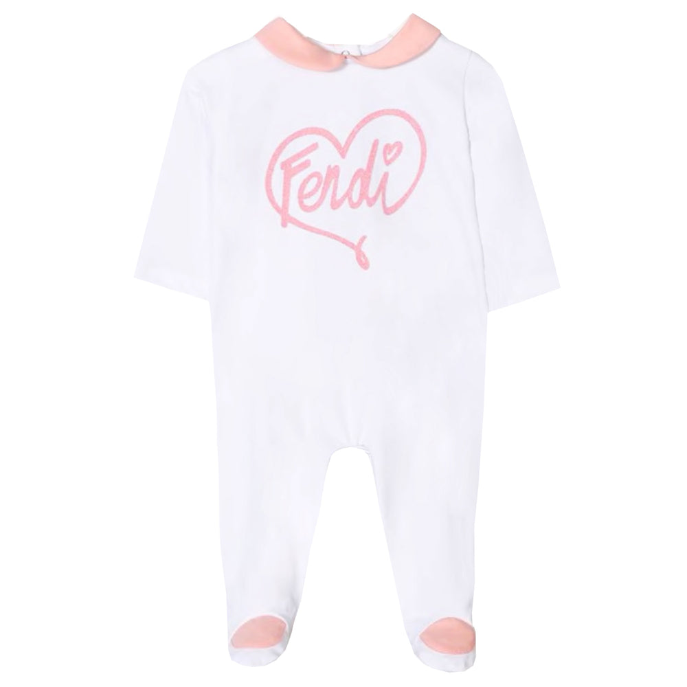 Fendi | Baby Girl Heart Logo Footie