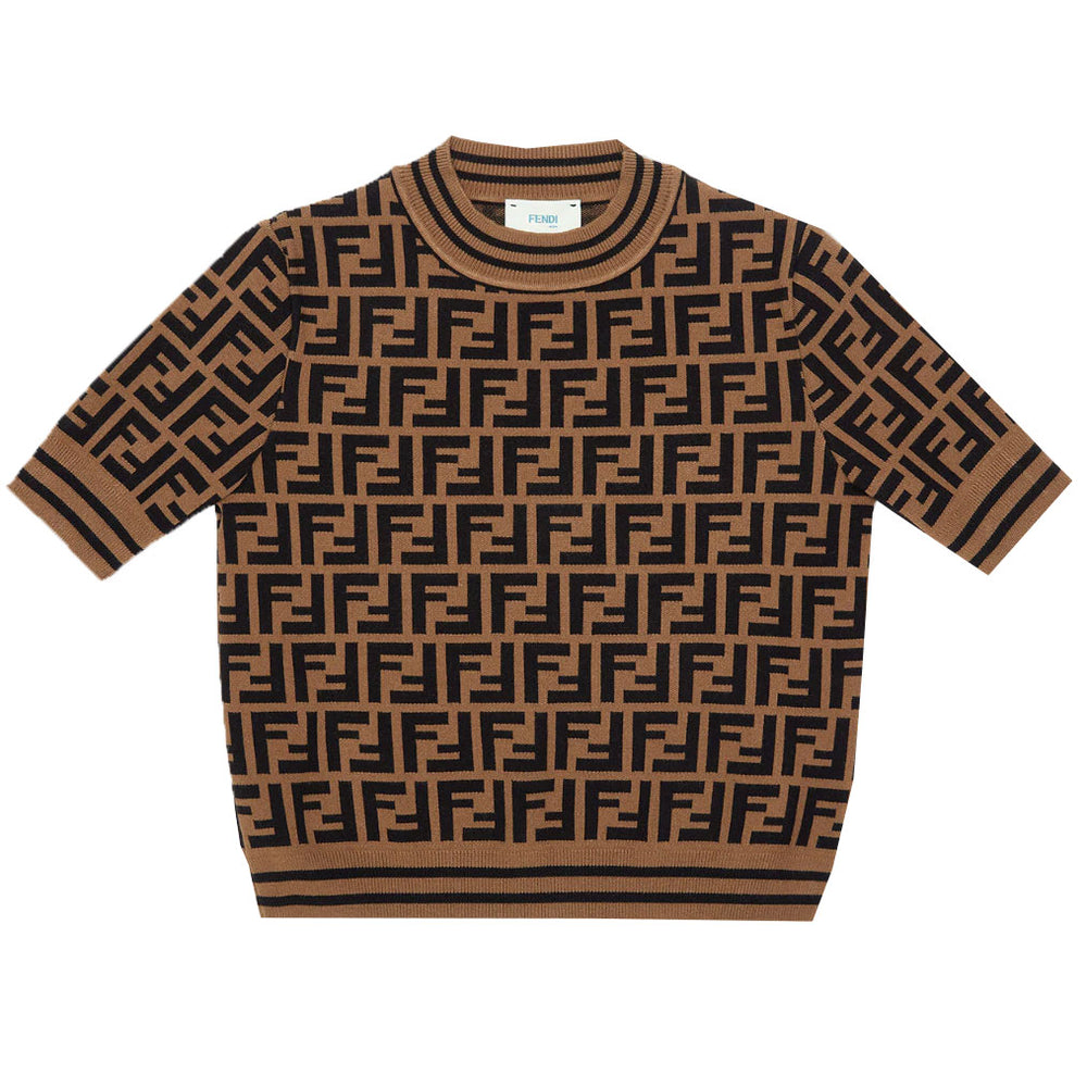 ALLOVER FF CROPPED TOP - BROWN/PINK