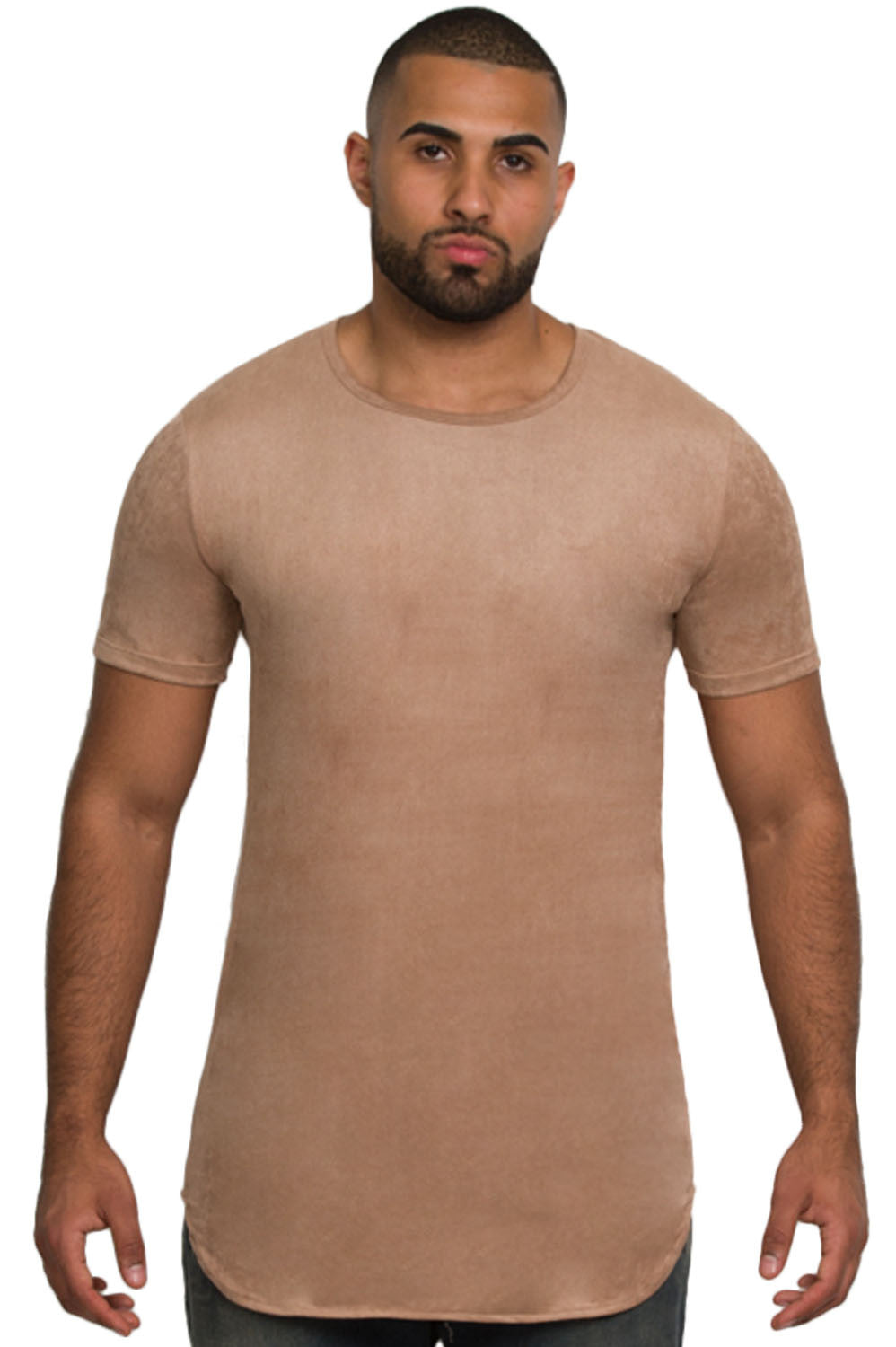 Elongated Stretch Suede Leaf Brown Tunic