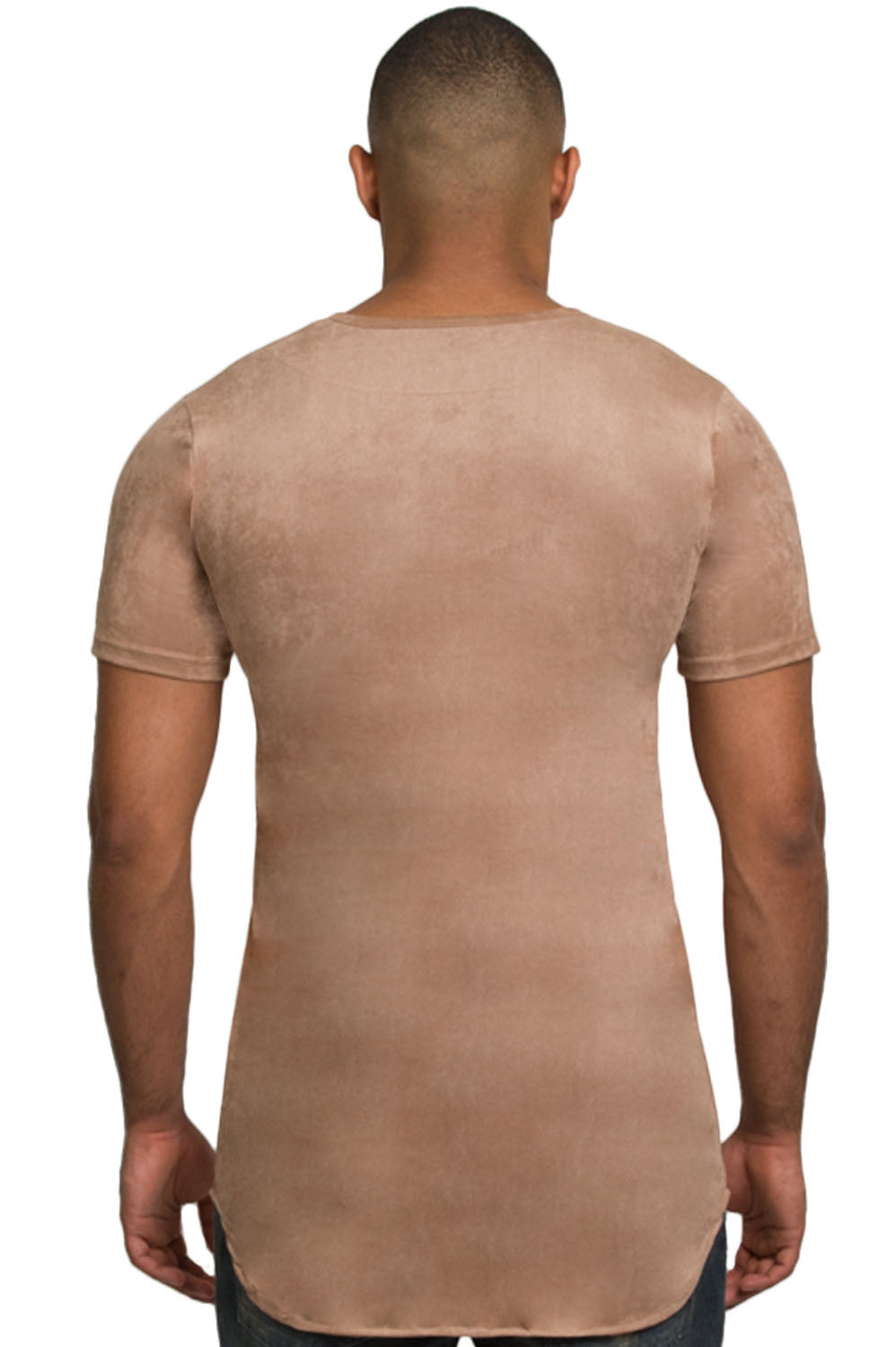 Elongated Stretch Suede Leaf Brown Tunic