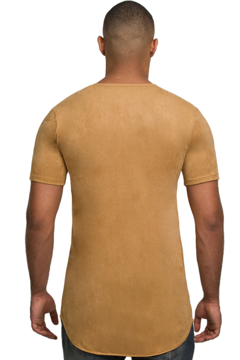 Kash Elongated Stretch Suede Tunic in camel – view 4 of 7