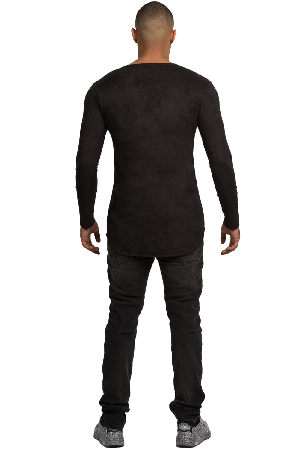 Kash Micro Suede Stretch Long Sleeve Tunic in black – view 5 of 7