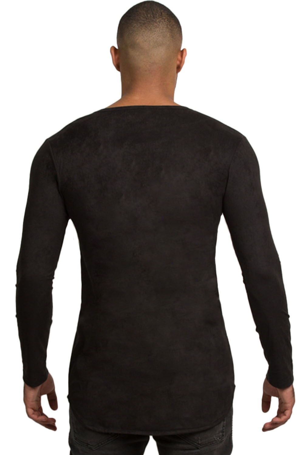Kash Micro Suede Stretch Long Sleeve Tunic in black – view 2 of 7