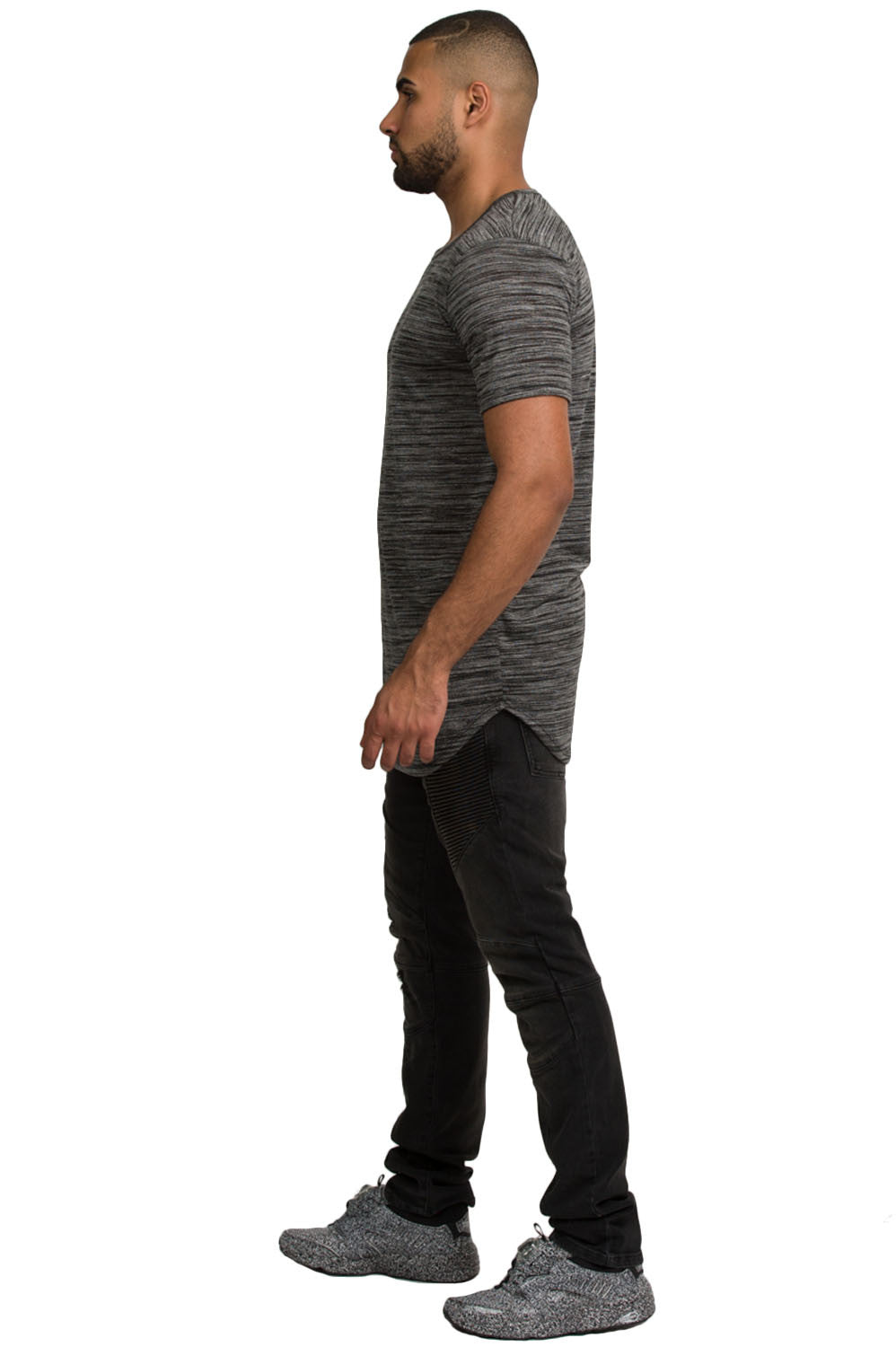 Kash elongated tunic tee in marble grey – view 4 of 5