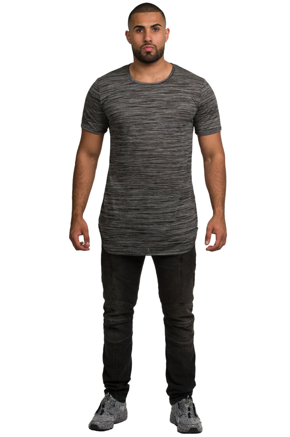 Kash elongated tunic tee in marble grey – view 3 of 5