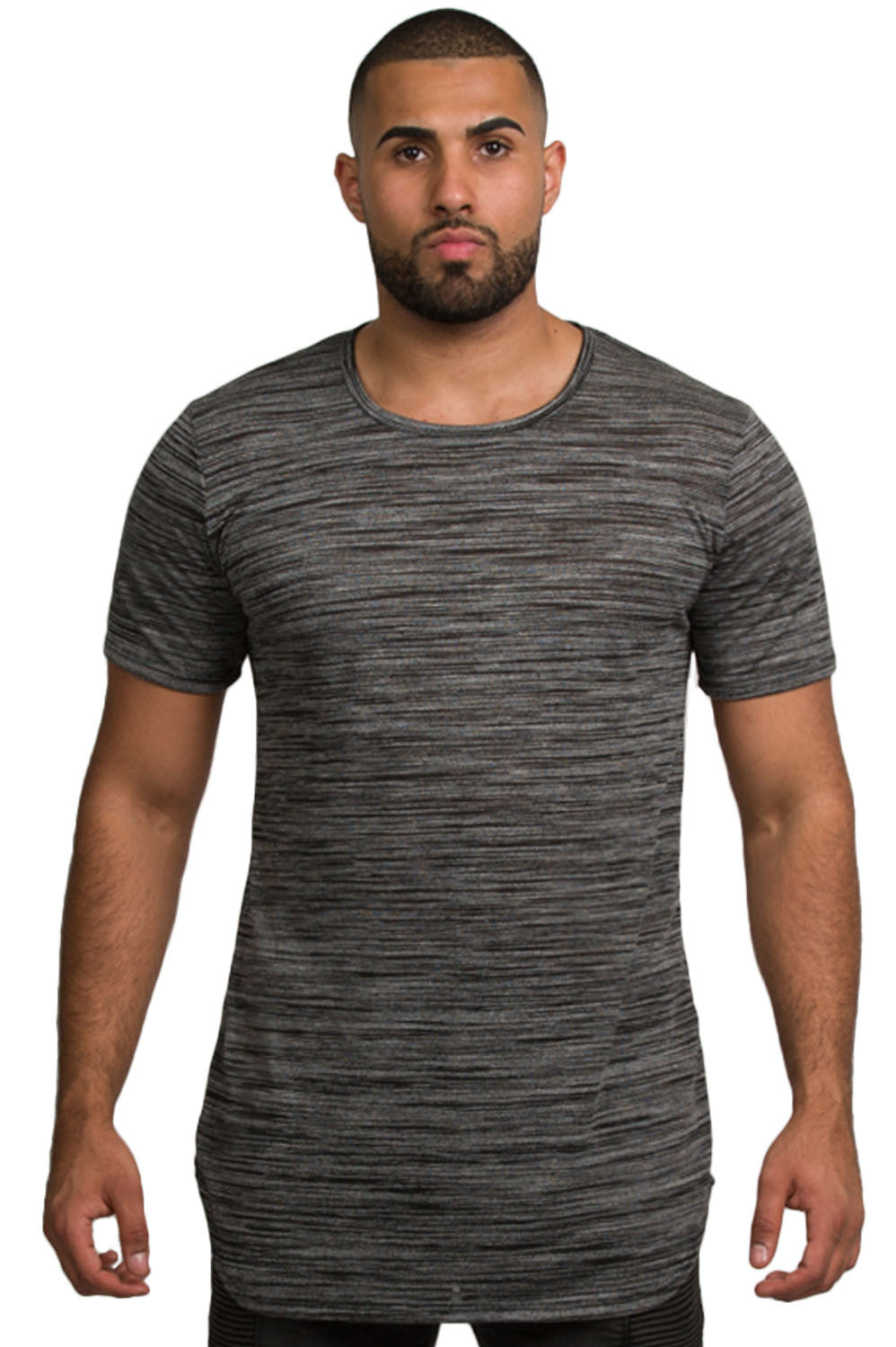Kash elongated tunic tee in marble grey – view 1 of 5