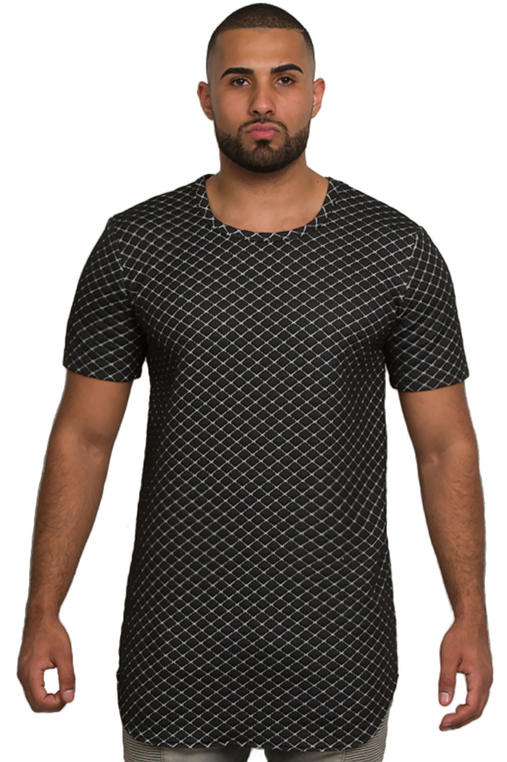 Kash Elongated Quilted Tunic in black and white – view 1 of 7