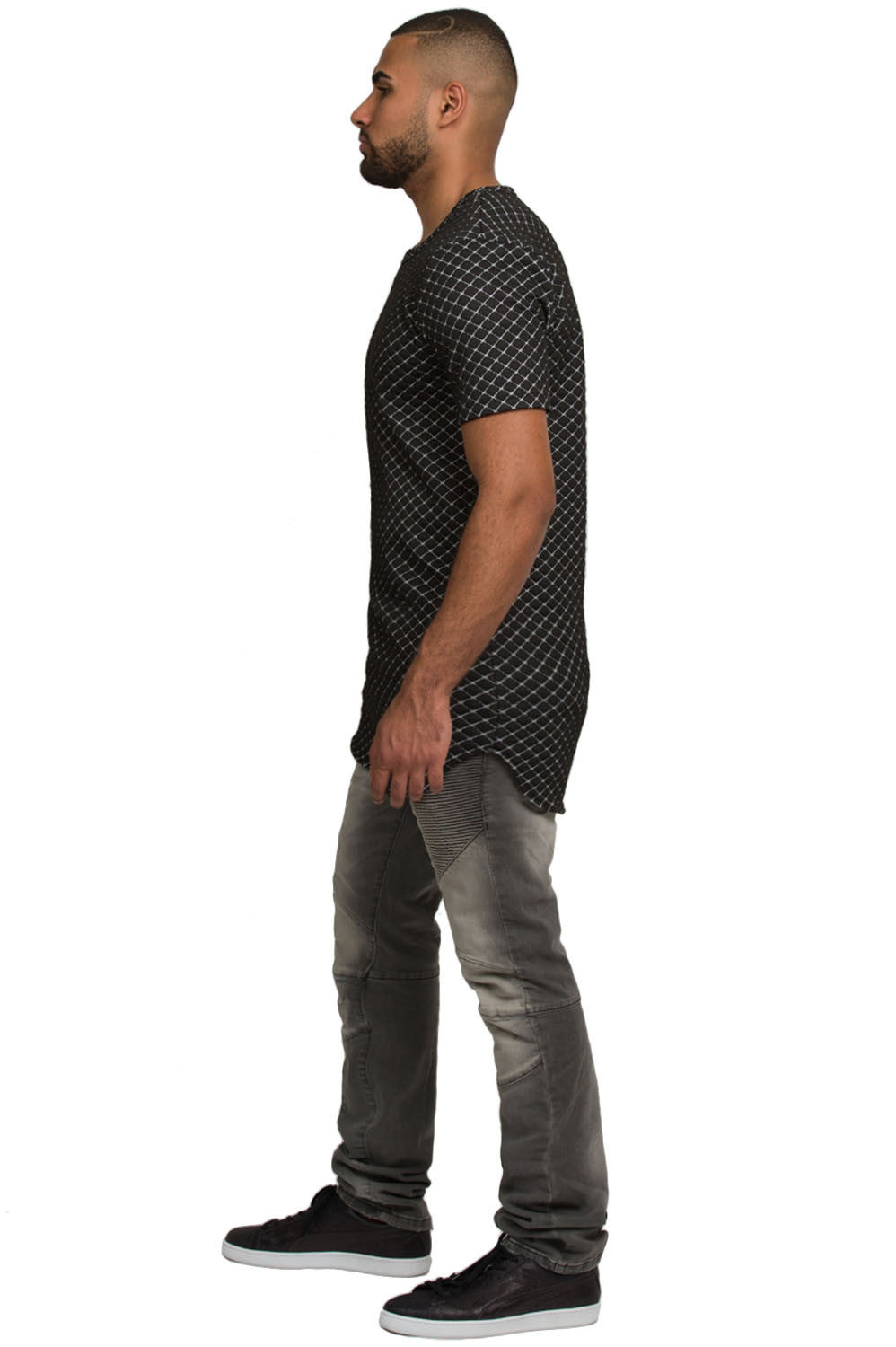 Kash Elongated Quilted Tunic in black and white – view 4 of 7