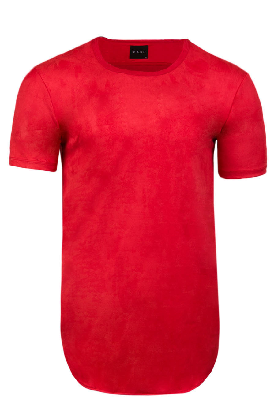 Kash elongated stretch suede short sleeve tunic in tomato — alternate view 6
