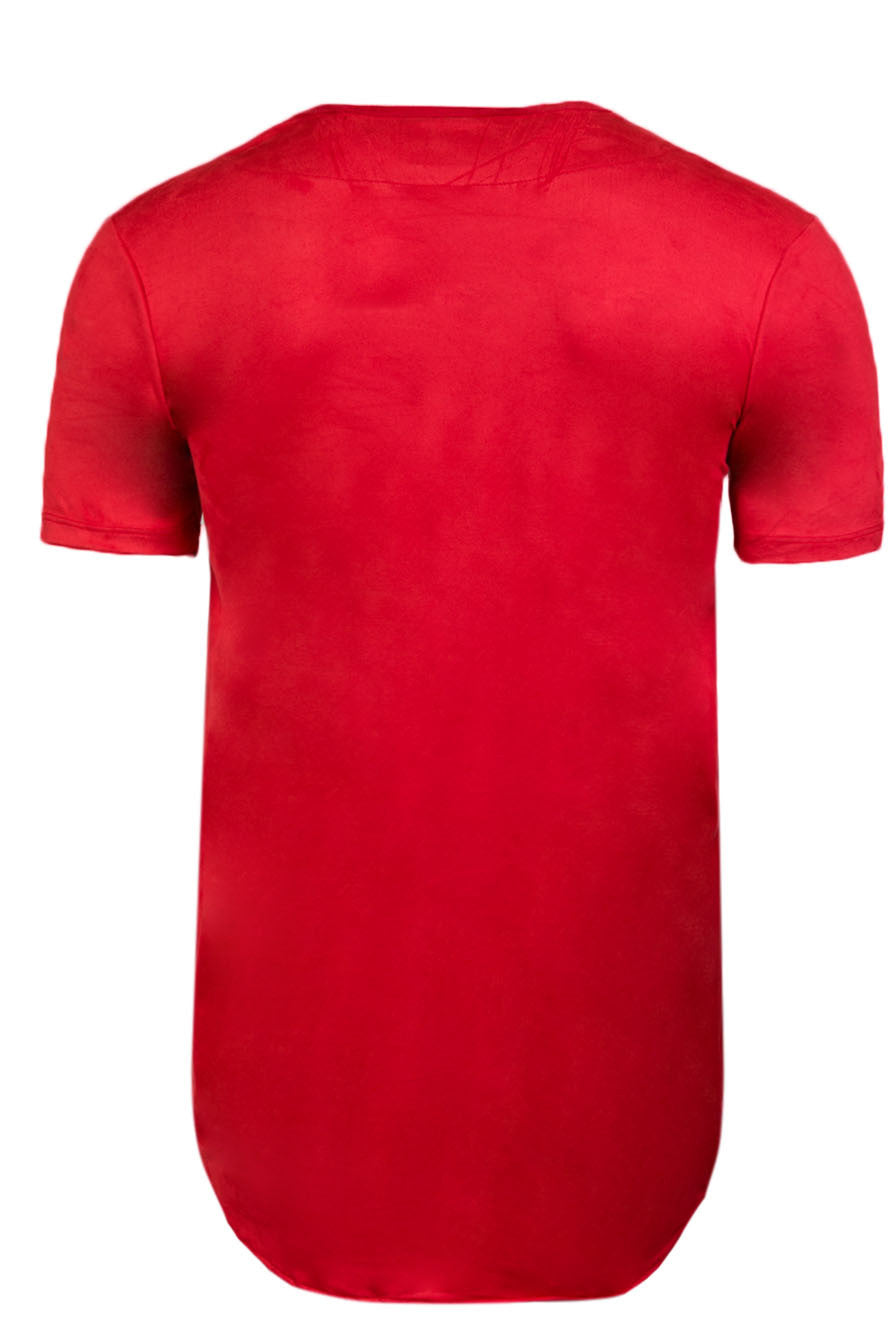 Kash elongated stretch suede short sleeve tunic in tomato — alternate view 7