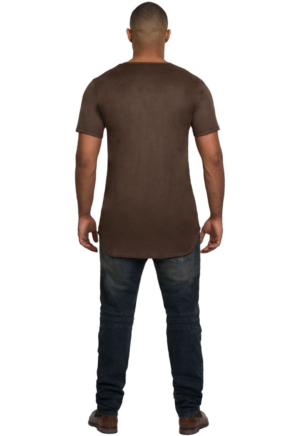 Kash Elongated Stretch Suede Tunic in dark brown – view 5 of 7