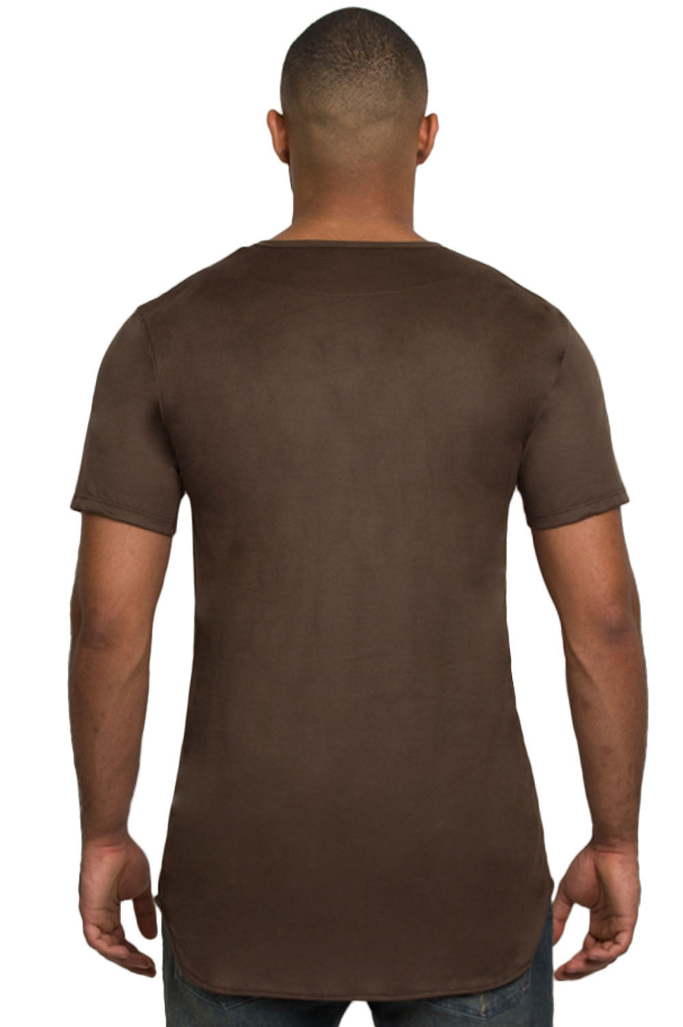 Kash Elongated Stretch Suede Tunic in dark brown – view 2 of 7