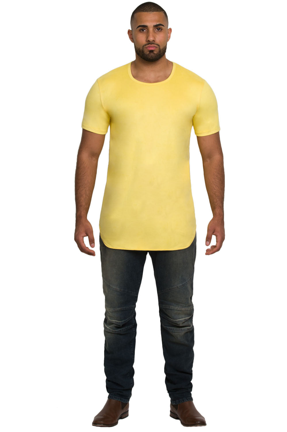 Kash Elongated Stretch Suede Tunic in yellow – view 4 of 4