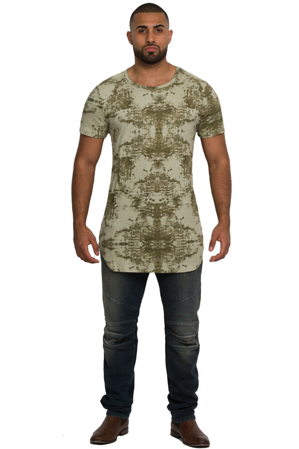 Kash Elongated Ink Blot Tunic in green – view 3 of 7