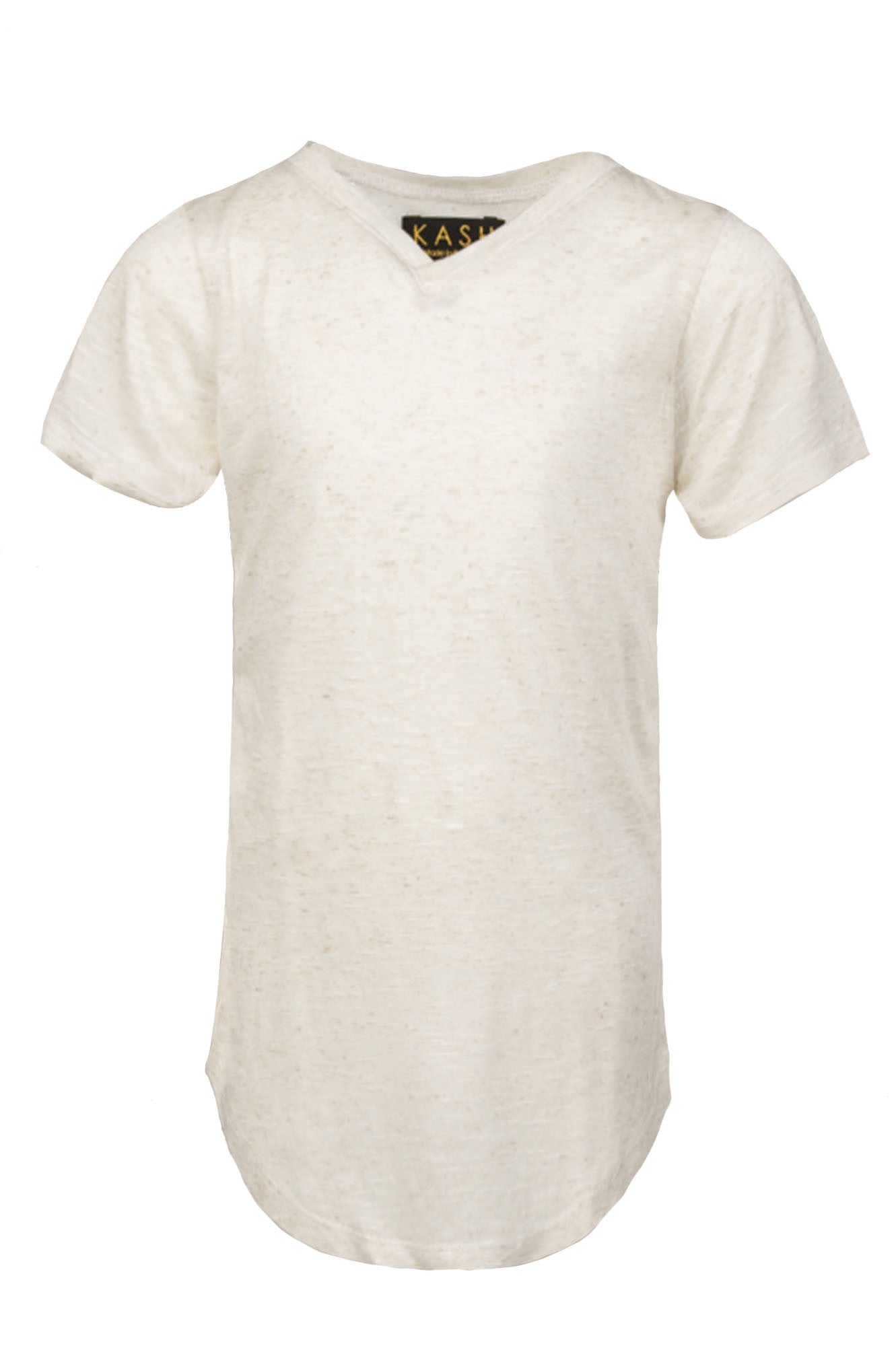 Extended Oatmeal V Neck Tee