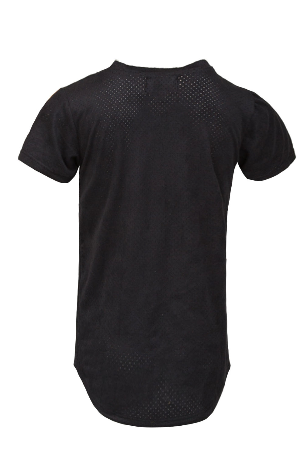 Kash Kids Extended Perforated Black V-Neck Tee in black – view 2 of 2